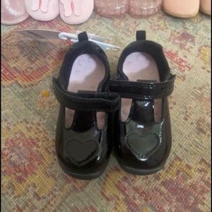 Carters 5.5T Shiny Black Velcro Buckle First Walker Shoe